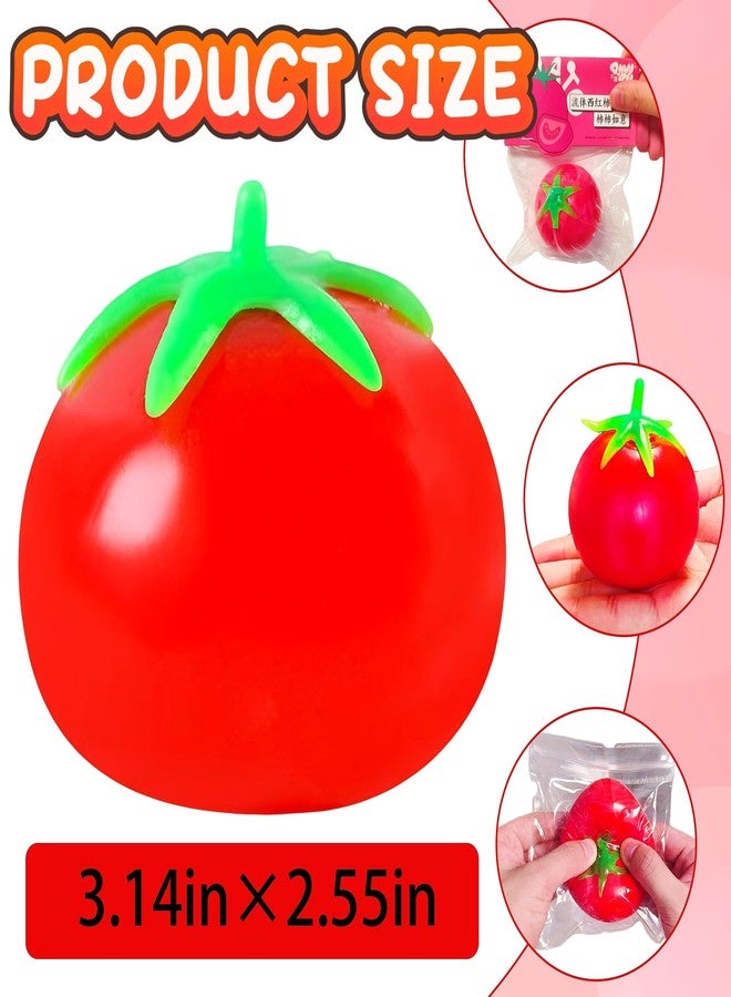EVDERS 1Pcs Fruit Taba Squishy Toys Tomato Stress Balls for Adults and Kids Squishy Fidget Toy Sticky Sensory Stress Relief Toy Slow Rising Tomato Squishies for Office Classroom Prize Party Favors - Image 2
